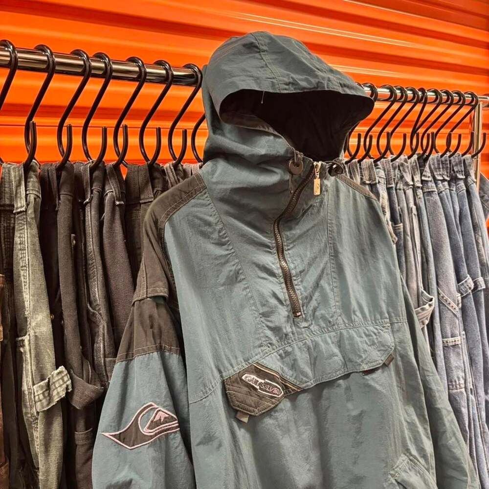 Vintage 90s Quiksilver Snow Anorak Ski Jacket Teal Black Gorpcore Medium